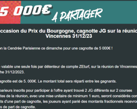 Cagnotte Zeturf 5000 euros à Vincennes le 31 décembre