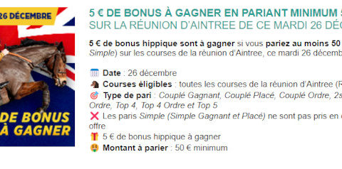 Promo Genybet Aintree le 26 décembre 2023