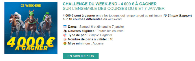 Challenge genybet 7 janvier 2024