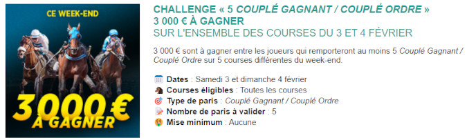 Challenge couplé Genybet 3 et 4 février 2024