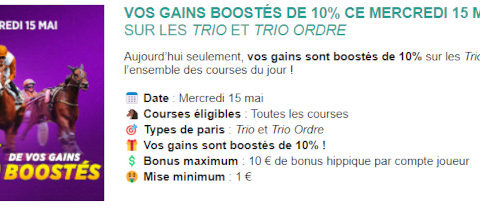 Gains boostés avec Genybet ce mercredi 15 mai 2024