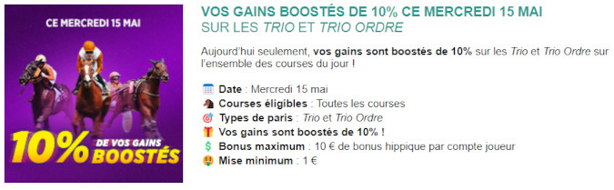 Gains boostés avec Genybet ce mercredi 15 mai 2024