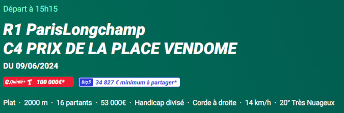 e-tirelire à Longchamp le 9 juin 2024 sur pmu.fr