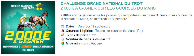 Challenge Genybet pour le GNT au Mans le 11 septembre 2024