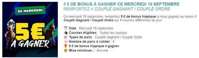 Promotion Genybet du 18 septembre 2024