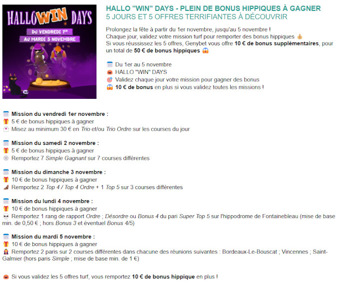 Hallo "Win" Days: festival de bonus avec Halloween 2024 chez Genybet