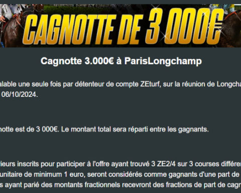 Cagnotte Zeturf 3000 euros à Vincennes le 6 octobre 2024