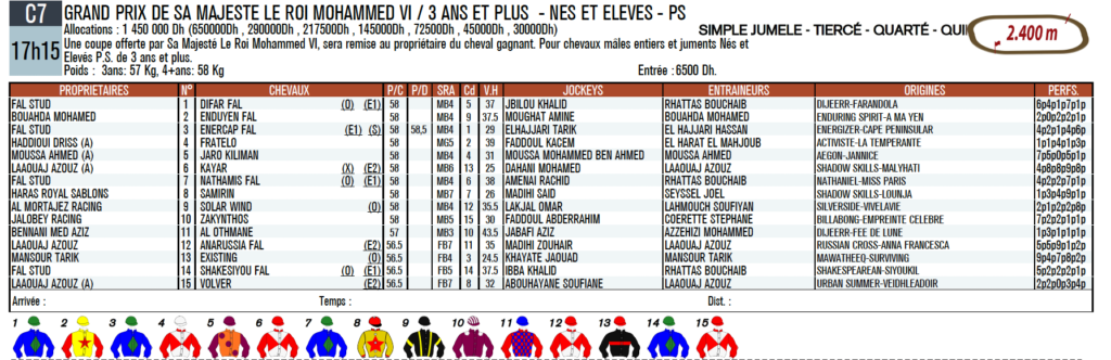 partants prix mohamed VI