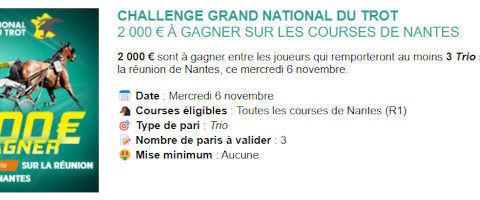 Challenge Genybet pour le GNT à Nantes le 6 novembre 2024