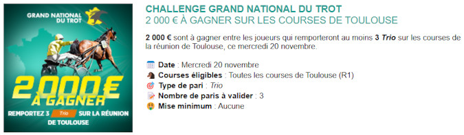 Challenge Genybet pour le GNT à Toulouse le 20 novembre 2024