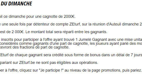 Cagnotte Zeturf 2000 euros à Auteuil le 24 novembre 2024