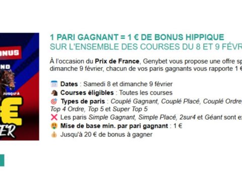 20 euros à gagner chez Genybet les 8 et 9 février 2025